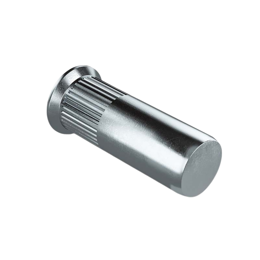 Closed End Countersunk Knurled Rivet Nut at an angle, RivetGo’s stainless steel waterproof rivet nuts for marine use
