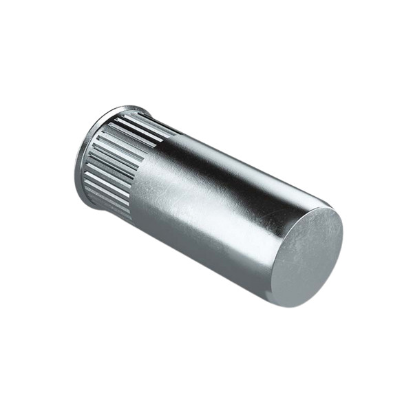 Closed End Reduced Head Knurled Rivet Nuts at an angle, RivetGo’s stainless steel waterproof rivet nuts for marine use
