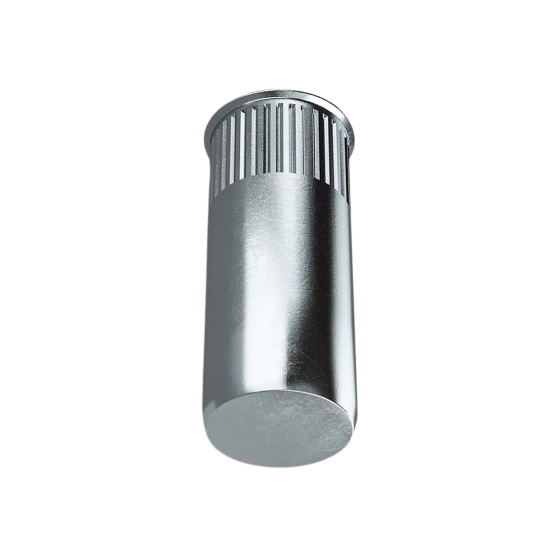 Closed End Reduced Head Knurled Rivet Nuts front view, RivetGo’s stainless steel waterproof rivet nuts for sheet metal