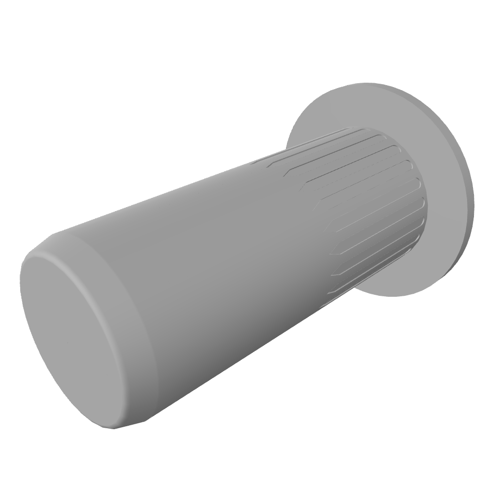 3D model of Closed End Flat Head Knurled Rivet Nut, RivetGo’s stainless steel waterproof rivet nuts for industrial use