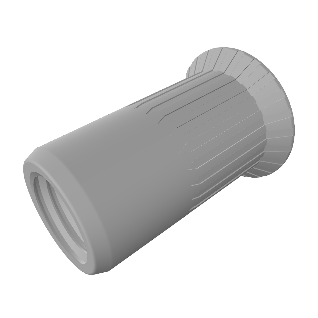 3D model of Countersunk Head Knurled Rivet Nut, RivetGo’s stainless steel rivet nuts for industrial and sheet metal