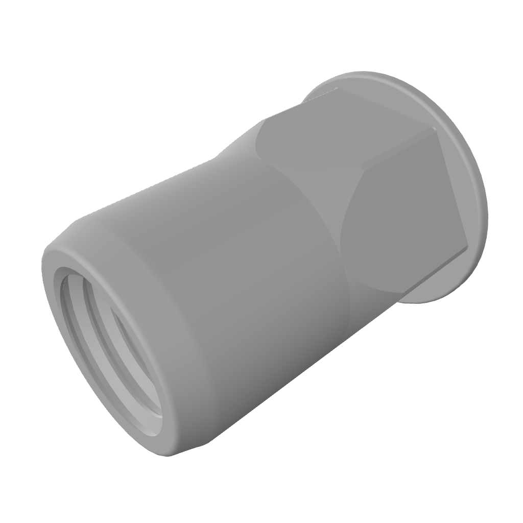 3D model of Flat Head Hexagon Rivet Nut, RivetGo’s stainless steel rivet nuts for industrial and sheet metal